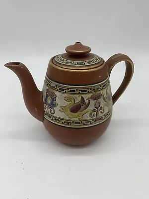 Buy Antique Terracotta Prattware Tea Pot Classical Decoration Circa 1850 • 35£