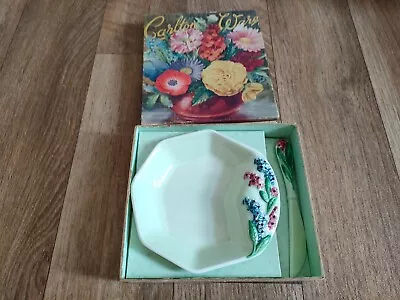 Buy Carlton Ware Forget-me-not Design Green Butter Dish & Knife, 1939. Boxed. • 24.85£