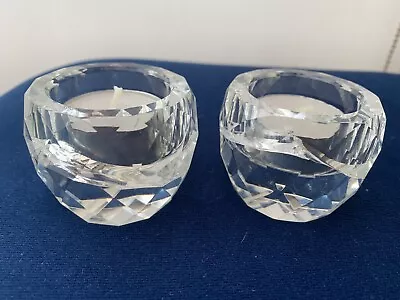Buy 2 X Vintage Style Glass Crystal Tea Light Holders • 12.99£
