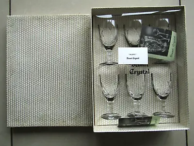 Buy NEW VINTAGE  6 STUART MELROSE BEAUTIFUL CRYSTAL CUT GLASSES 11cm TALL BOXED NEW • 29.99£