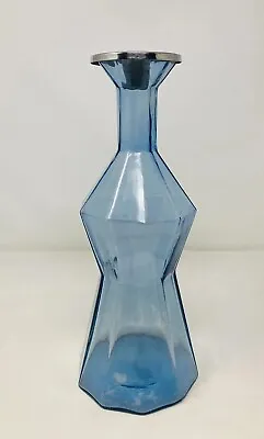 Buy Ikea Blue Glass Candlestick Holder 11.5  Tall Pale Blue Geometric Vtg Scandi • 26.99£