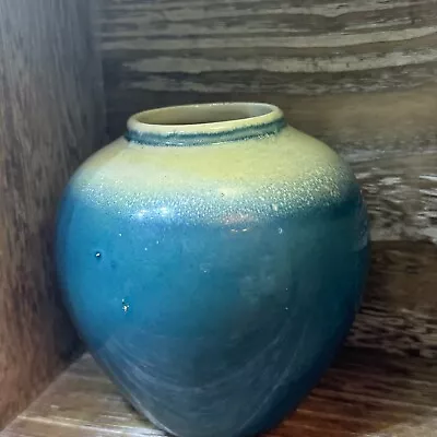 Buy CERAMIC POTTERY VASE (BEAUTIFUL BLUE TURQUOISE WITH WHITE GRADIENT) 5.5 In • 14.22£