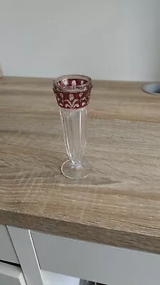 Buy Vintage Crystal Flash Stain Bud Flower Vase  Cranberry Glass • 8£