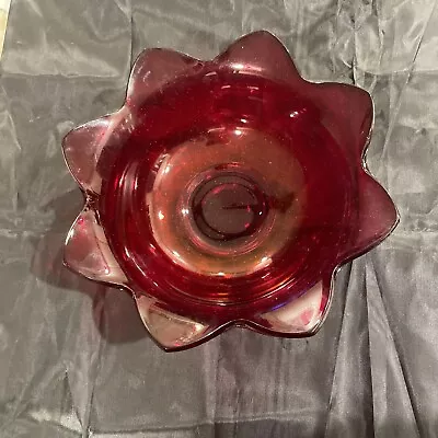 Buy Vintage Fenton Ruby Red Amberina Glass Lotus Bowl • 18.10£