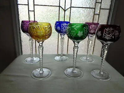 Buy 6 Ajka Marsala Cut To Clear Crystal 8 1/4  Multicolor Wine Goblet Glass  • 463.77£