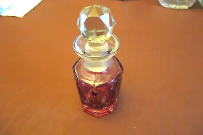 Buy Cranberry Cut  Glass Perfume Bottle With Original Stopper 1910's Ex.cond. • 15£