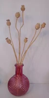 Buy Violet Pink Vintage Style Cut Glass Spherical Bottle Pretty Vase Dried Flowers • 2.35£
