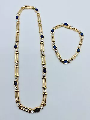 Buy Vintage M&S Matching Necklace & Bracelet Faux Cabochon Sapphire • 9£