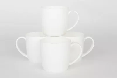 Buy  Stylish Set Of 4 Plain White Bone China Boston Mugs • 19.95£