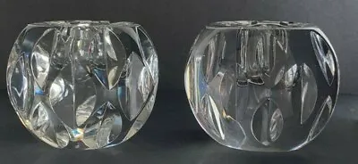 Buy Set Of 2 Webb Corbett Clear Deep Cut Glass Crystal Candlestick Candle Holder UK • 19.99£