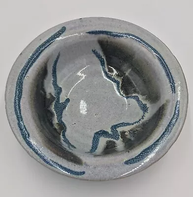 Buy Artisan Decorative Pottery Bowl, 8 1/4”, Gray Blue & Black • 17.37£