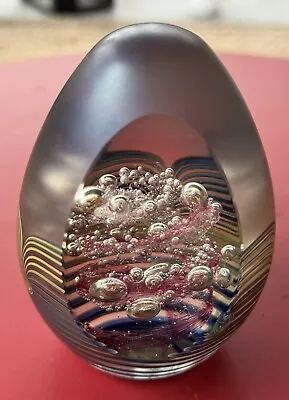 Buy Okra Iridescent Swirl Art Glass Paperweight W/ Galaxy Richard P Golding Signed • 94.50£