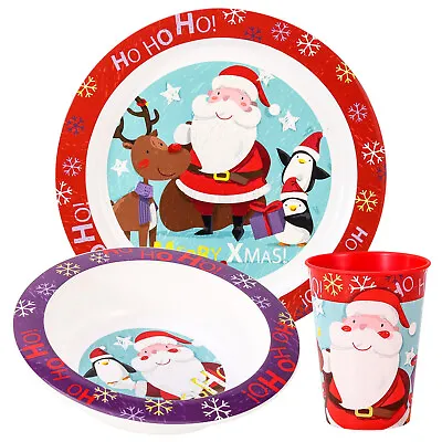 Buy Christmas Xmas 3pcs Kids Childrens Dinner Lunch Santa Festive Tableware Set • 9.99£