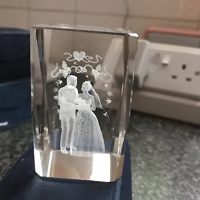 Buy 3D Laser Etched Crystal Glass Solid Cube Paperweight • 12£