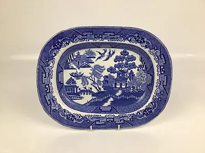 Buy Antique Pearlware Pottery Meat Platter. Blue White Willow Pattern • 0.99£