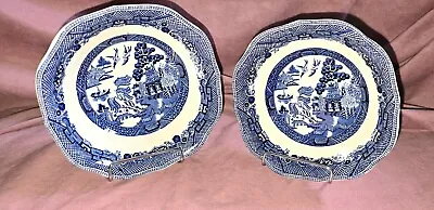 Buy 2 Johnson Bros Willow Blue 6 1/4  Square Cereal Soup Bowls Old Blue Mark England • 15.37£