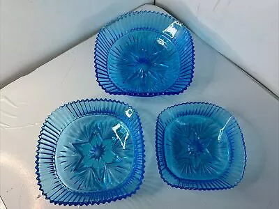 Buy Wonderful Vintage Nesting Dish Set - Blue Depression Glass • 29.99£