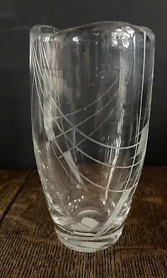 Buy Vintage Orrefors  1960s Crystal Glass Small Vase Etched • 14.99£