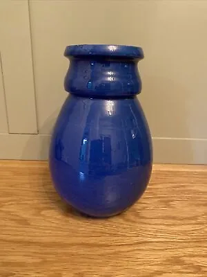 Buy Vintage C H Brannam Barum Studio Pottery Barnstaple Devon Blue Bulbous Vase 9.5” • 15£