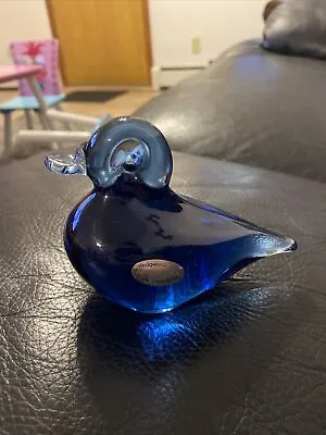 Buy Wedgwood Blue Duck Figurine England Glass Crystal Sapphire Vintage Signed 5” • 23.75£