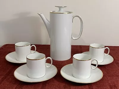 Buy Thomas Germany Coffee Pot, 4 Cups & Saucers, White With Thick Gold Band • 8£