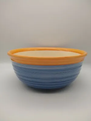 Buy Captain Cooks HomeWare Large Bowl Blue Yellow Stripe Mediterranean VGC Retro • 12.99£