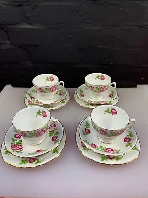 Buy 4 X Vintage Royal Vale Floral Trio Tea Trios Cups Saucer Side Plates Set 7201 • 34.99£