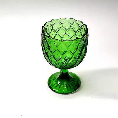 Buy Vintage Indiana Glass 1940s EMERALD GREEN 6  Quilted Pedestal Compote Candy Dish • 26.46£
