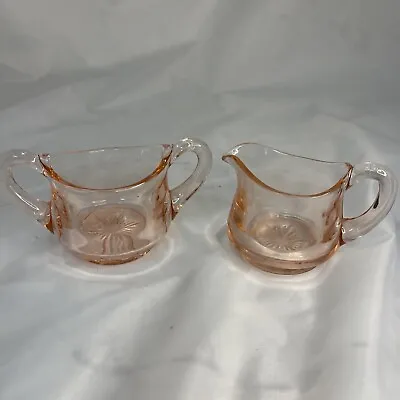 Buy Pink Depression Glass Sugar And Creamer 2.5  Tall • 11.38£