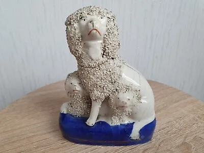 Buy Antique Staffordshire Pottery Poodles / Poodle Dogs Trio 19th Century Figurine • 35£
