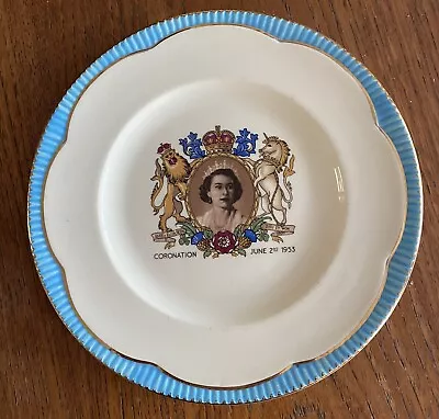 Buy Clarice Cliff Newport Pottery Queen Elizabeth II Coronation 1953 Plate 6.5” • 15£