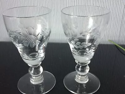 Buy 2x Victorian Cordial & Liqueur Glasses Clear Floral Goblets Drink Glassware 60ml • 10£