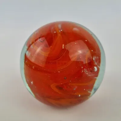 Buy Isle Of Wight Handmade Art Glass Paperweight Orange Swirls • 19.95£