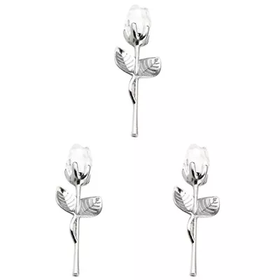Buy  3 Count Silver Table Decor Desktop Ornament Crystal Rose Glass • 13.99£