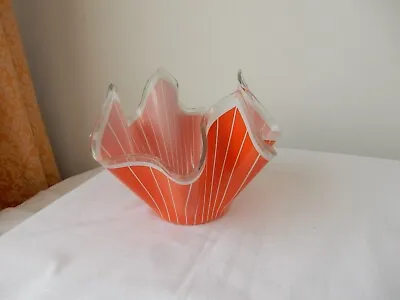 Buy Chance  Glass  Handkerchief Vase Orange & White Stripes # 4 • 14.99£