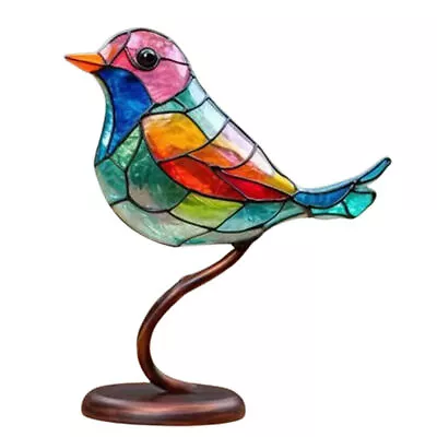 Buy Stained Glass Birds On Branch Desktop Metal Vivid Craft Desktop Ornaments Decors • 14.81£