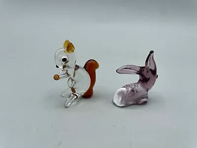 Buy Glass Animal Ornaments ~Pair Of  Glass  Figures ~ Squirrel + A Rabbit ~  VGC • 12£