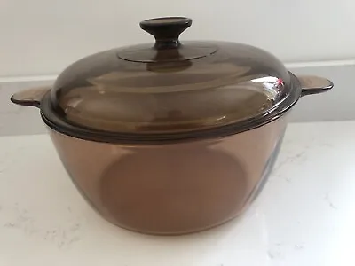 Buy Vision Corning Ware 4.5L Amber Glass Vintage Dutch Oven Stock Pot  Lid Pyrex USA • 63.50£