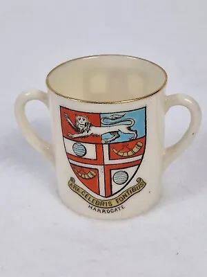 Buy W.H. Goss Yorkshire Harrogate VINTAGE  China Crested  Miniature Twin Handle Cup • 3.15£