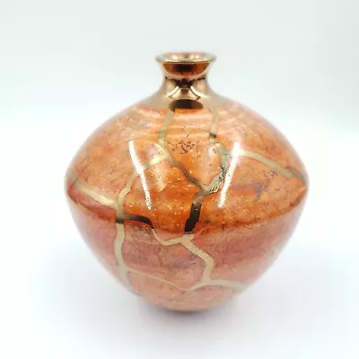 Buy Atkinson Jones Studio Pottery Lustre Vase Orange Tones Small Bulbous  • 19.95£