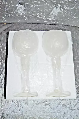 Buy Set Of Two Frosted Glass Goblet Art Deco Style Candle Holders 24cm • 9.99£