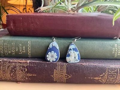 Buy Antique Wedgwood Jasper Ware Blue Dip Earrings Cameo Gift Boxed • 22.50£