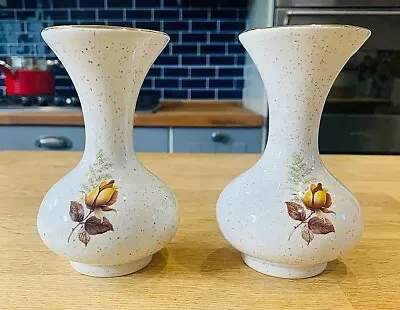 Buy Vintage Bud Vases X2 KERNEWEK GOONHAVERN Cornish Pottery 1970s Autumn Rose 5.5” • 7£