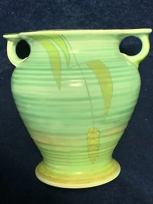 Buy Beautiful Early Burleigh Burgess & Leigh Green Wheat Chaff Twin Handled Vase  • 19.99£