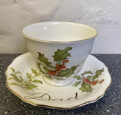 Buy Vintage Royal Winton Merry Xmas🎄  Dad China Tea Cup & Saucer • 19.95£