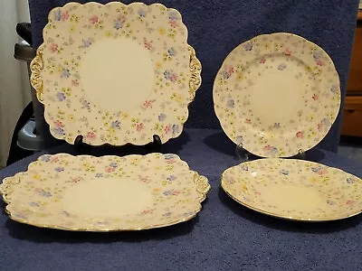 Buy Vintage Foley Bone China Tea Plates & 2 Rectangle Foley Side Plates  • 22£