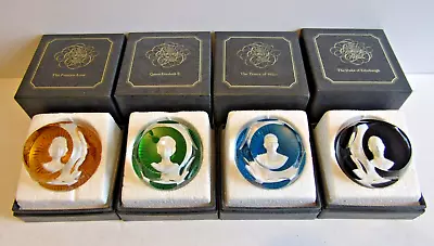 Buy 4-rare-the Royal Cameos In Crystal Baccarat-prince Charles-philip-elizabeth-anne • 477.74£