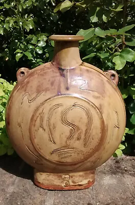 Buy Jim Malone Studio Pottery Ainstable Stoneware Ash Glazed Willow Tree Moon Flask • 369£