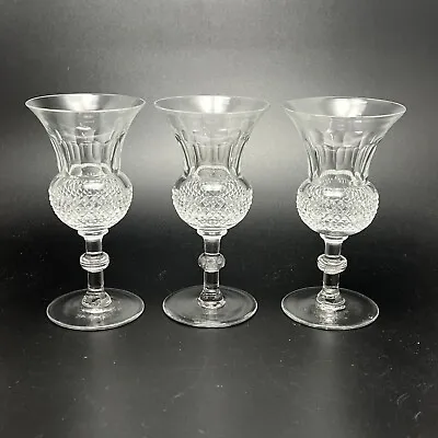 Buy Crystal Thumbprint Crosshatch Cut Wine Glass Clear Wafer Stem 5-1/8 3Pc • 42.67£
