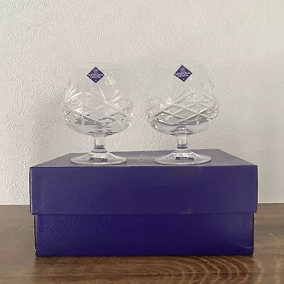 Buy Edinburgh Crystal Beautiful Set Of Two Brandy Glasses With Original Box • 29.95£